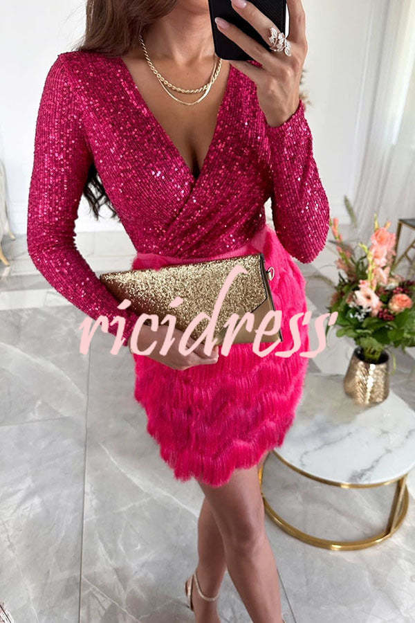 Vivienne Sequin Fringe Mini Dress Black 3
