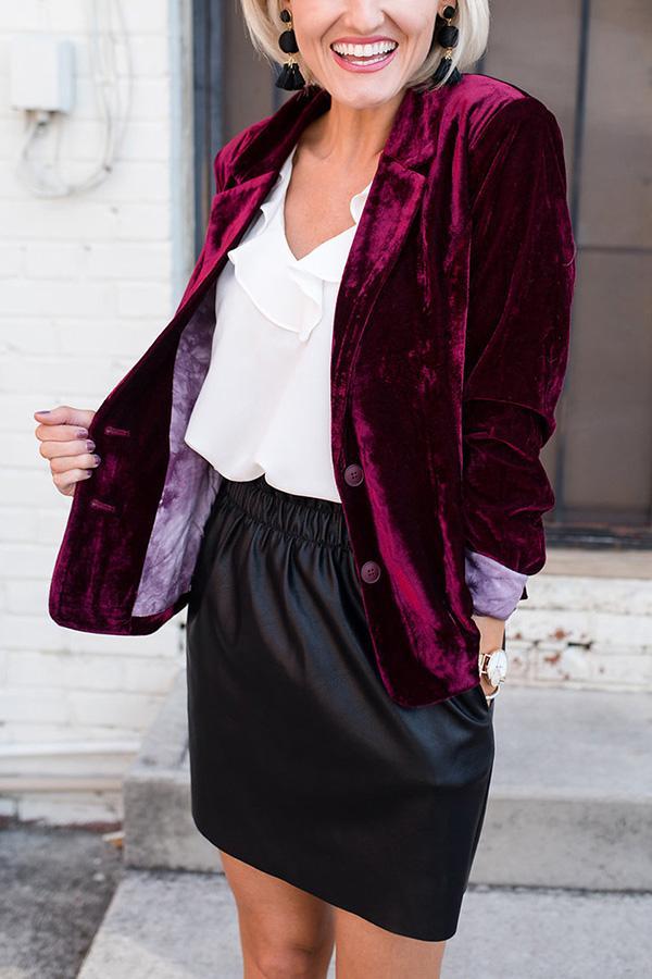 Margot Velvet Blazer in Green Wine Red 5
