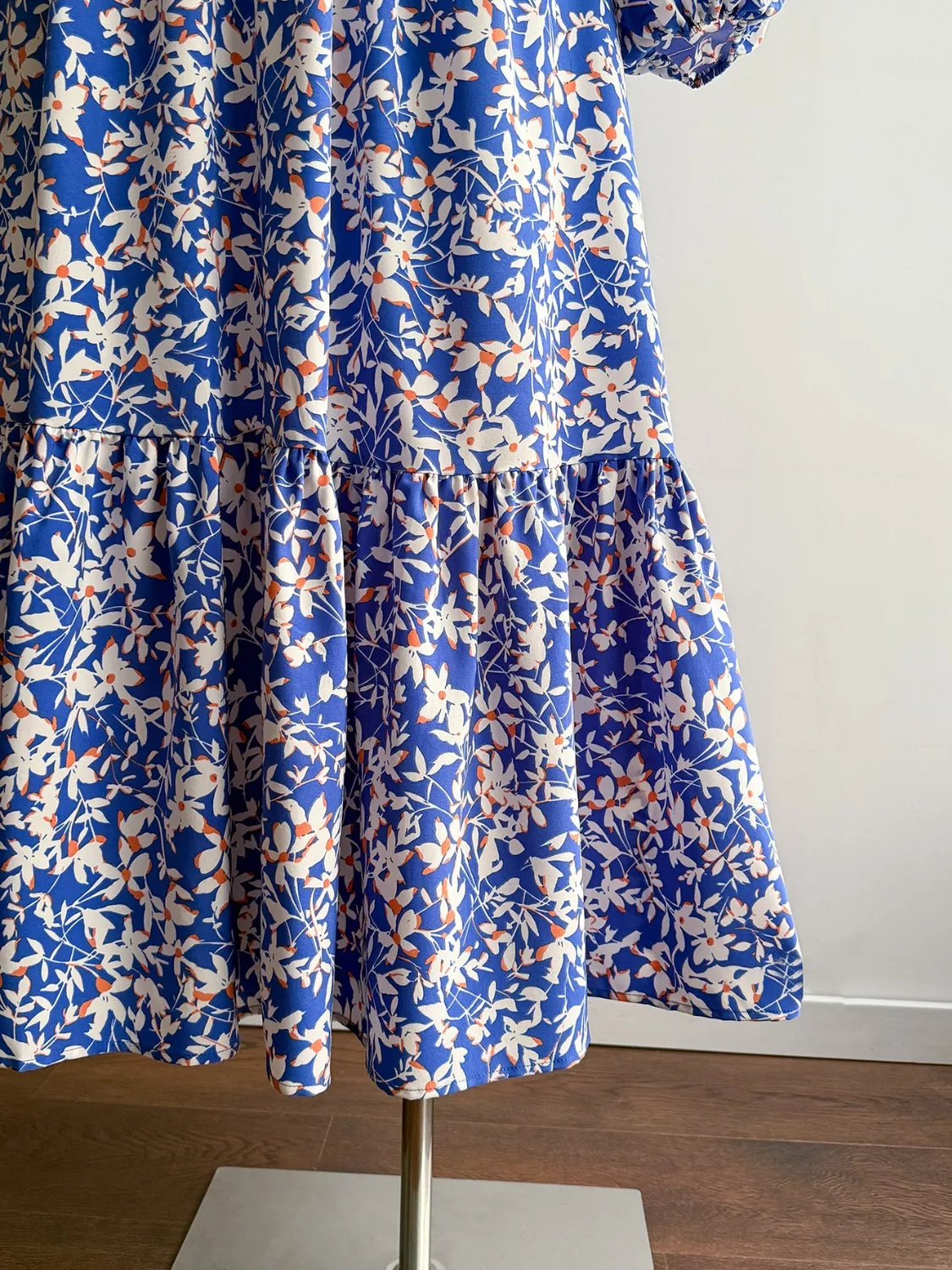 Violet Floral Maxi Dress with Flutter Sleeves Neck Long Sleeve Maxi Dress 4