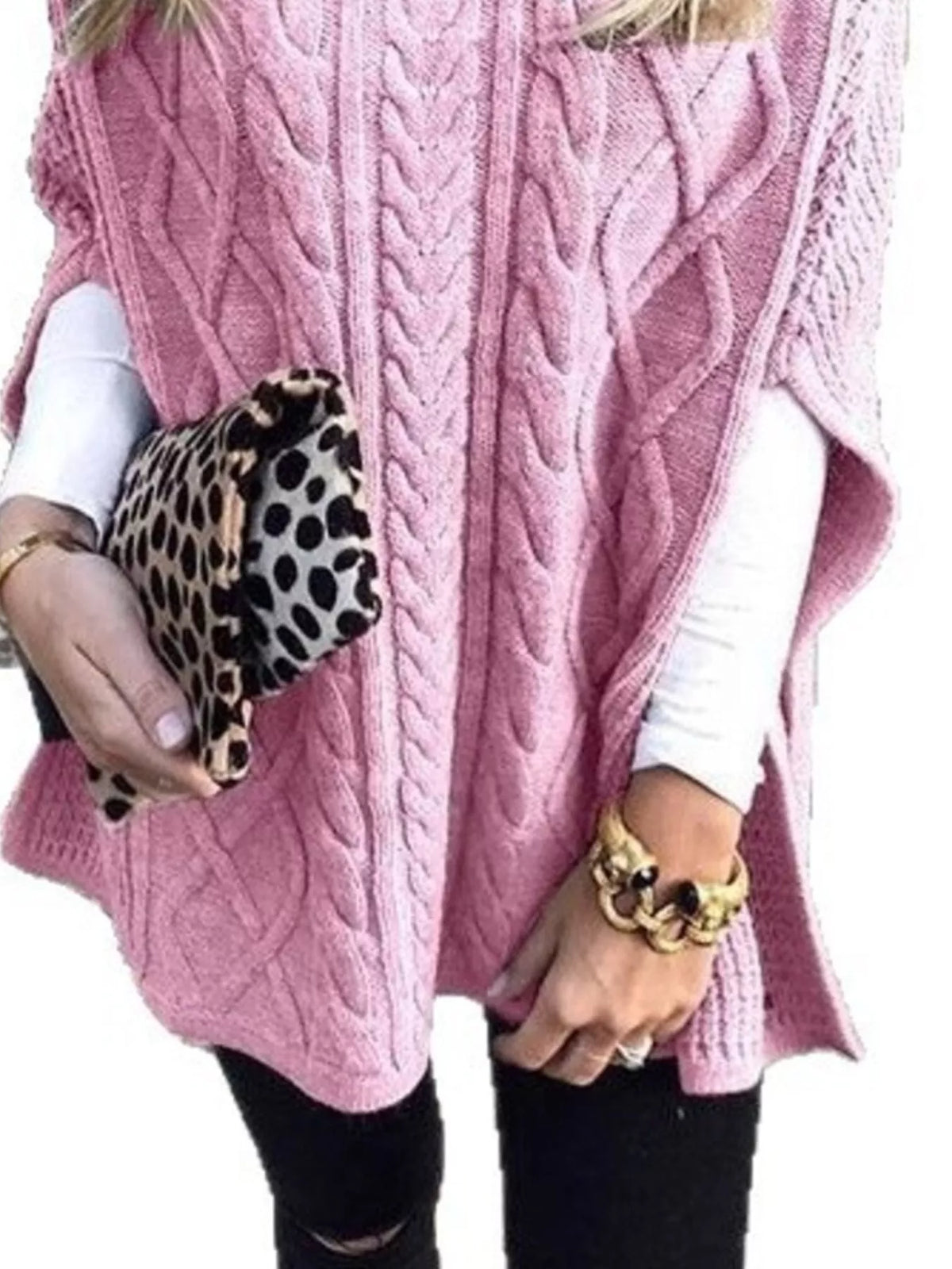 Margot Turtleneck Sweater Poncho Apricot 3