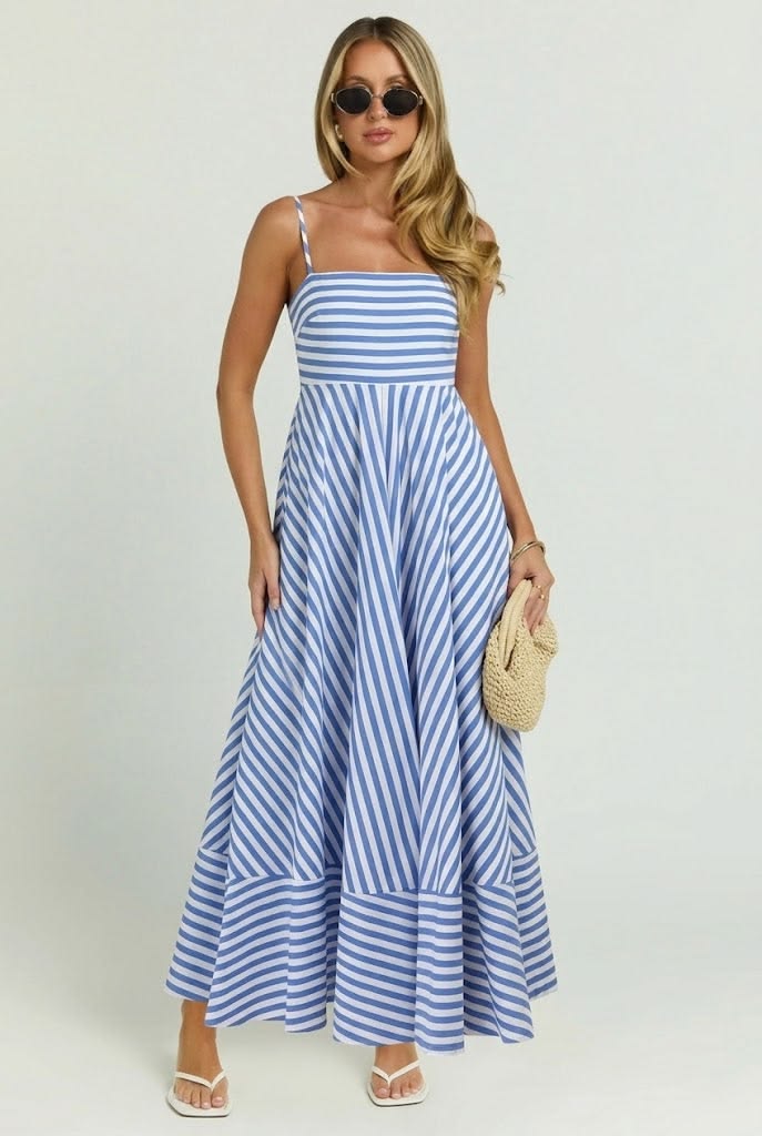 Nantucket Linen Maxi Dress in Coastal Blue 1