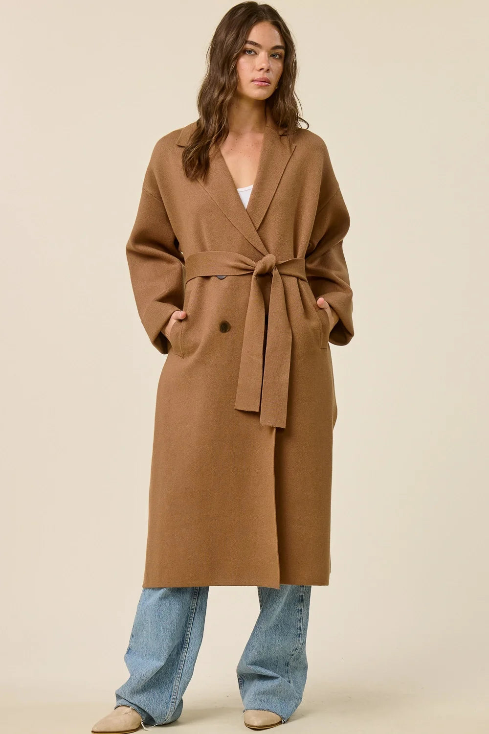 Isabelle Double-Breasted Wrap Coat Tie Coat 1