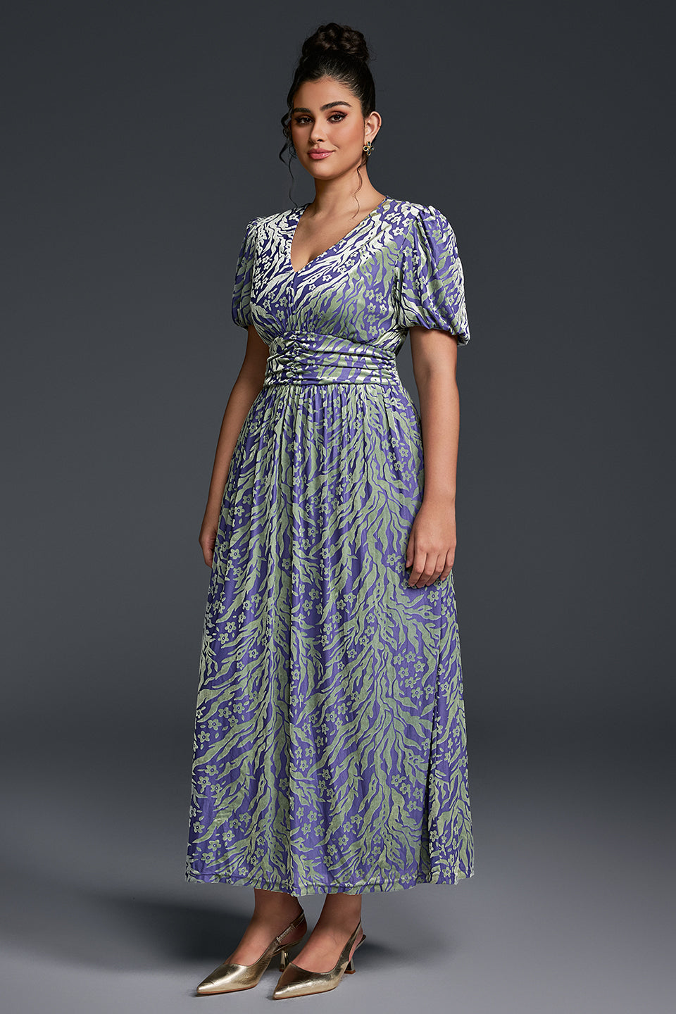 Isabelle Floral Pleated Maxi Dress Neck Velvet Plain Maxi Dress 5