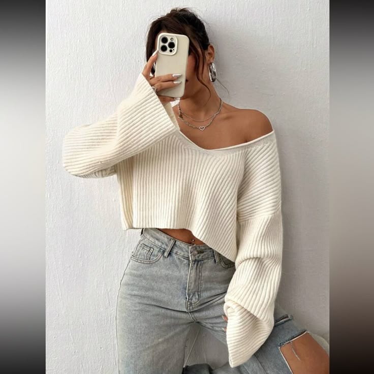 Rose Knit Sweater Cream 1