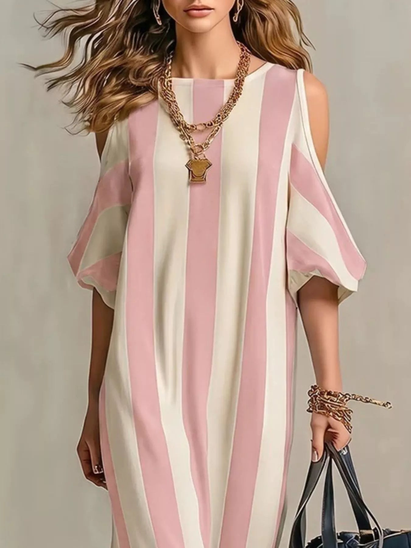 Isadora Striped Cold Shoulder Maxi Dress Black 8