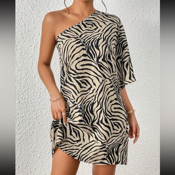 Quintana One-Shoulder Striped Mini Dress