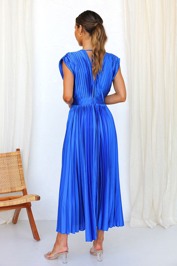 Georgina Satin Pleated Midi Dress Ash 9