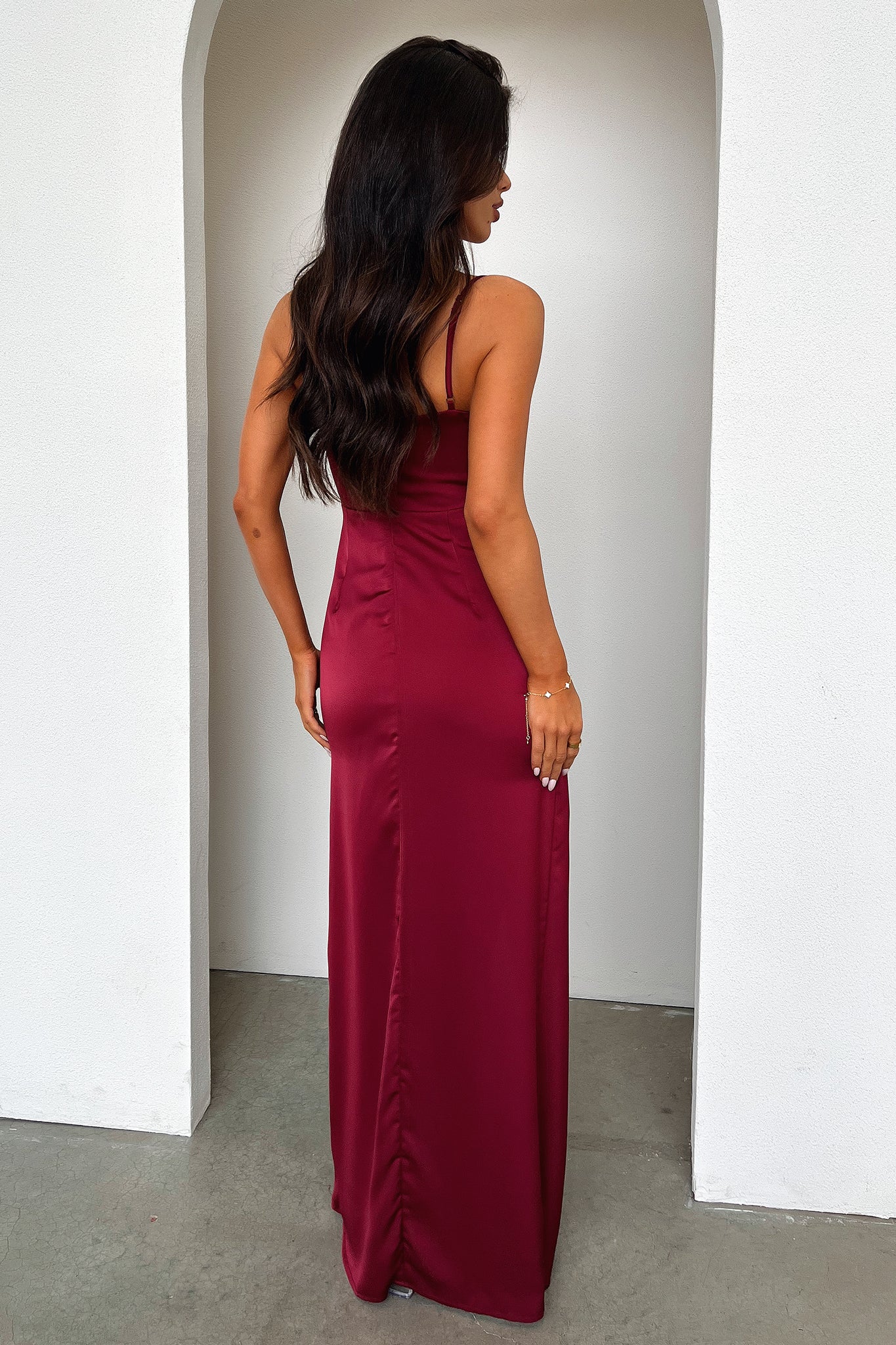 Aiana Satin Maxi Dress Burgundy 6