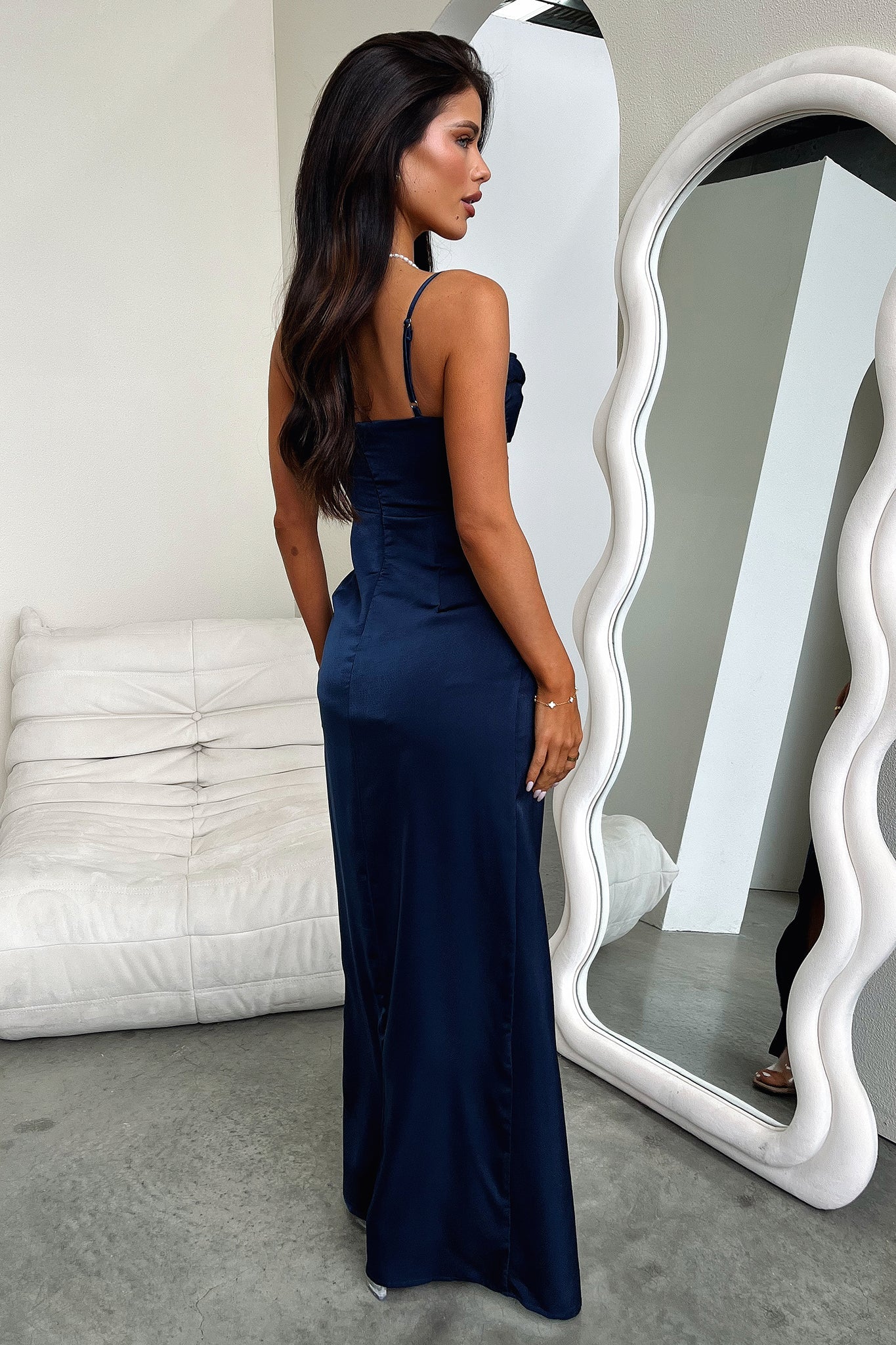 Aiana Satin Maxi Dress Navy 6