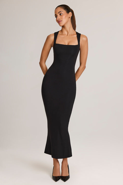 Ainslee Square Neck Midi Dress Neck Bodycon Midi Dress in Black 1