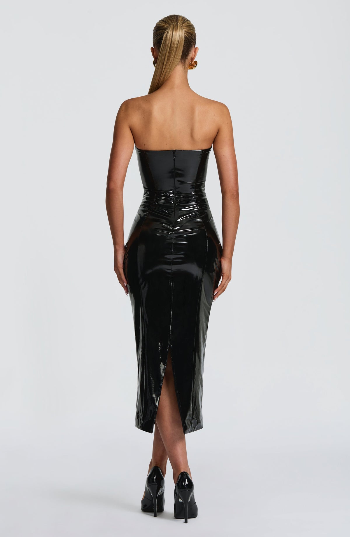 Amala Satin Midi Dress in Black Black 4