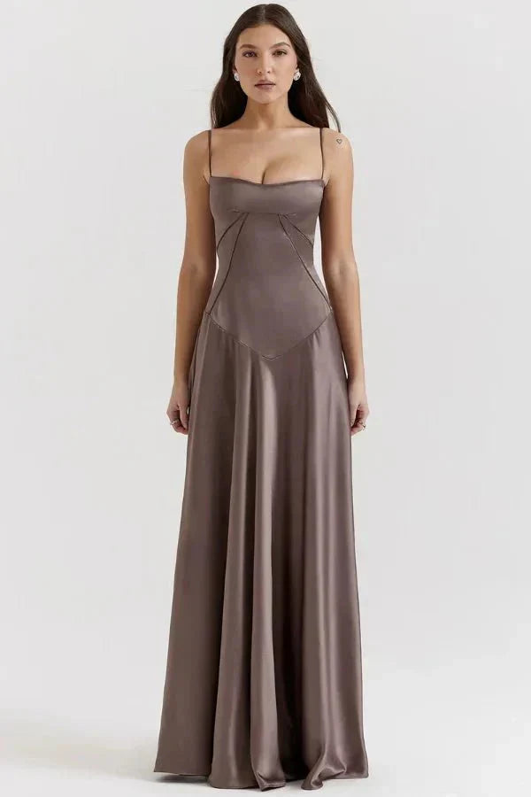 Cecilia Corset Maxi Dress Smoke Grey 10