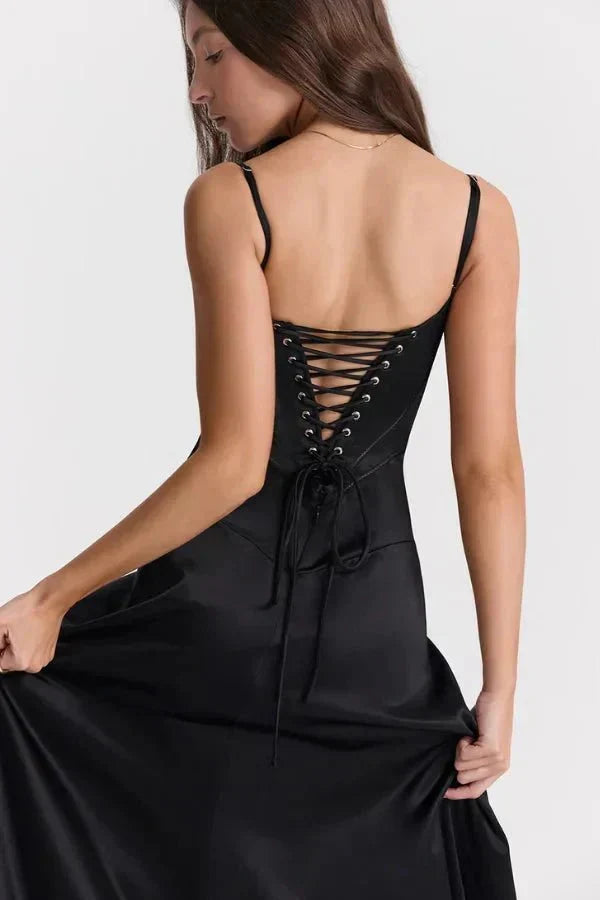 Cecilia Corset Maxi Dress Smoke Grey 9