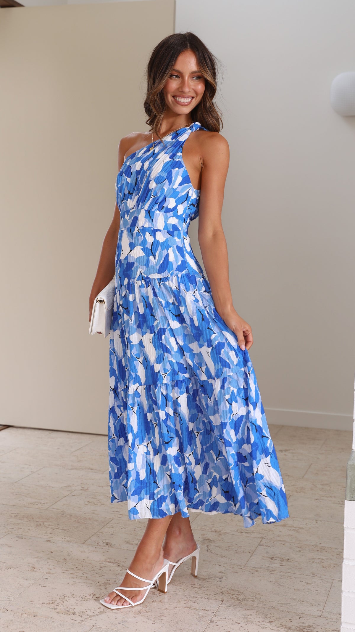 Ottilie Tiered Midi Dress Blue Floral 3