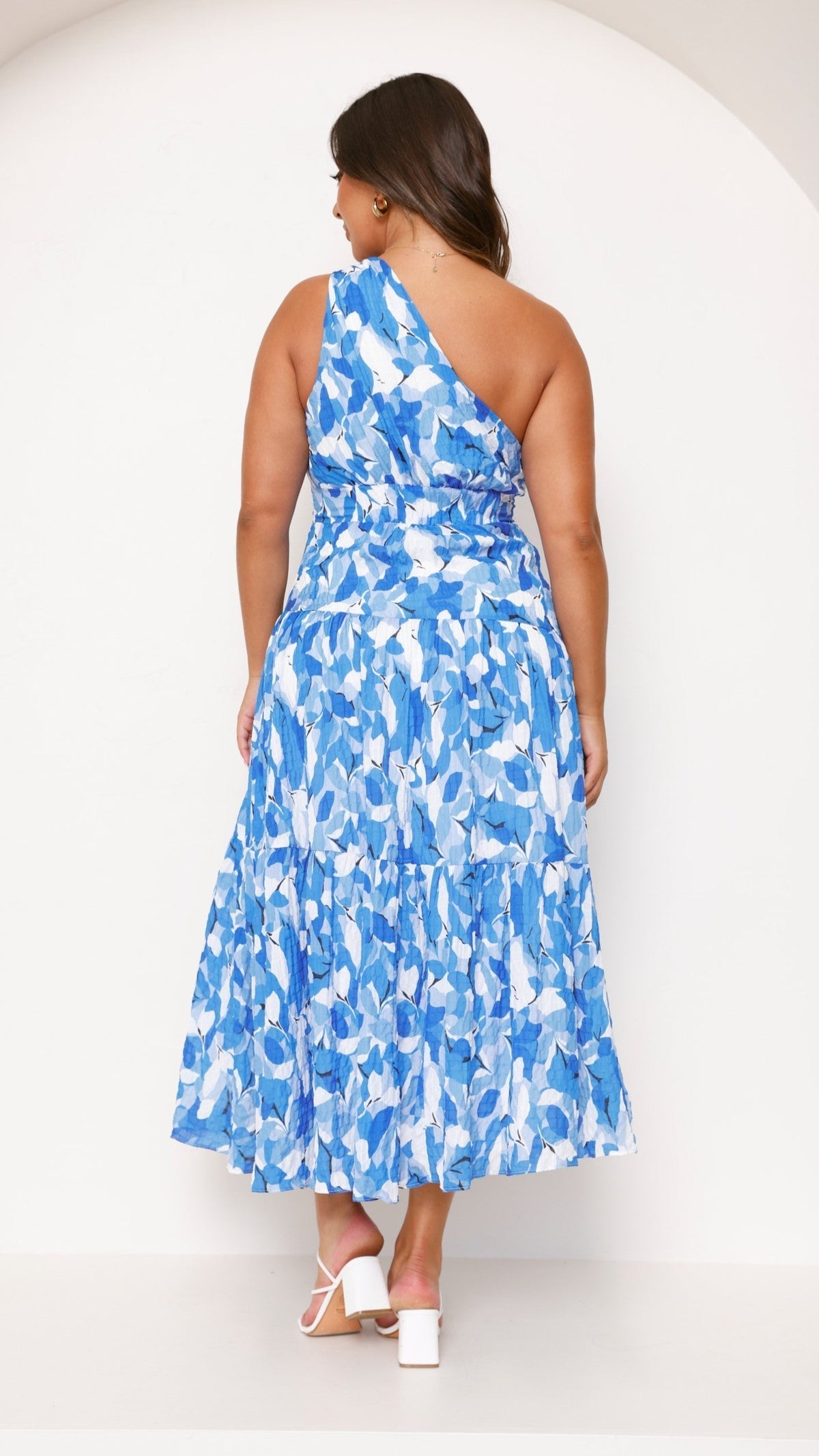 Ottilie Tiered Midi Dress Blue Floral 4