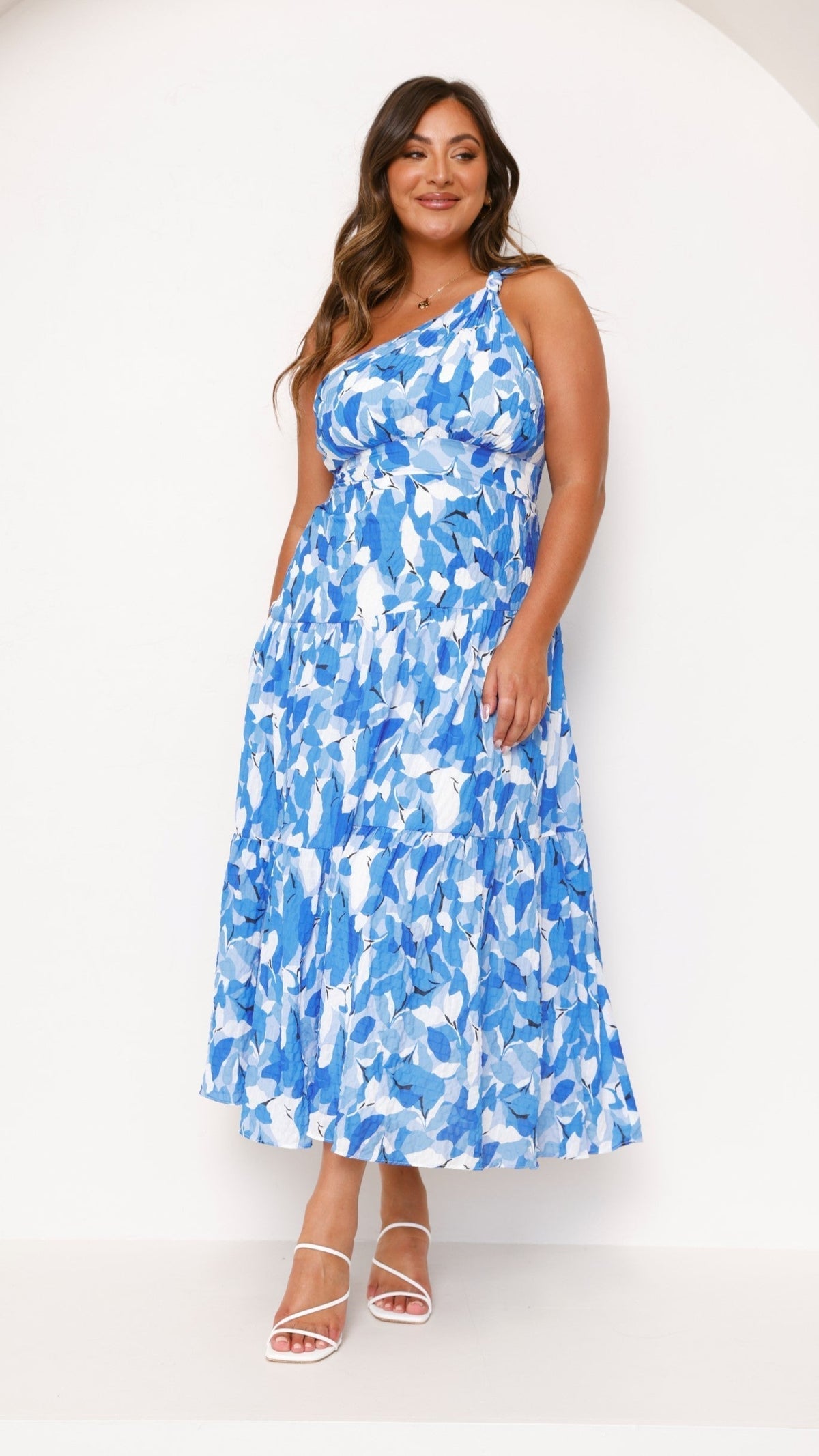 Ottilie Tiered Midi Dress Blue Floral 7