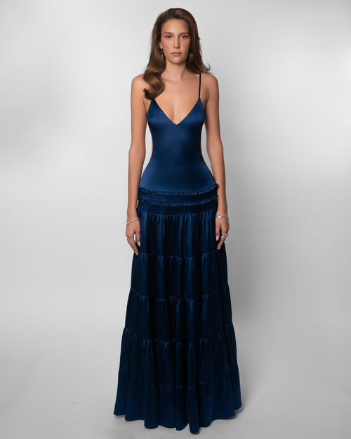 Valentina Cutout Maxi Dress Blue 1