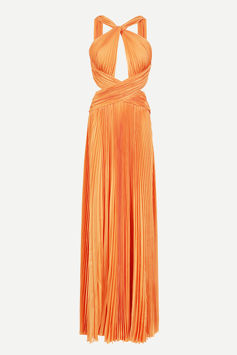 Arabella Chiffon Backless Maxi Dress Orange 7
