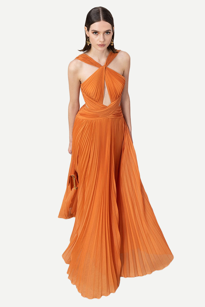 Arabella Chiffon Backless Maxi Dress Orange 3