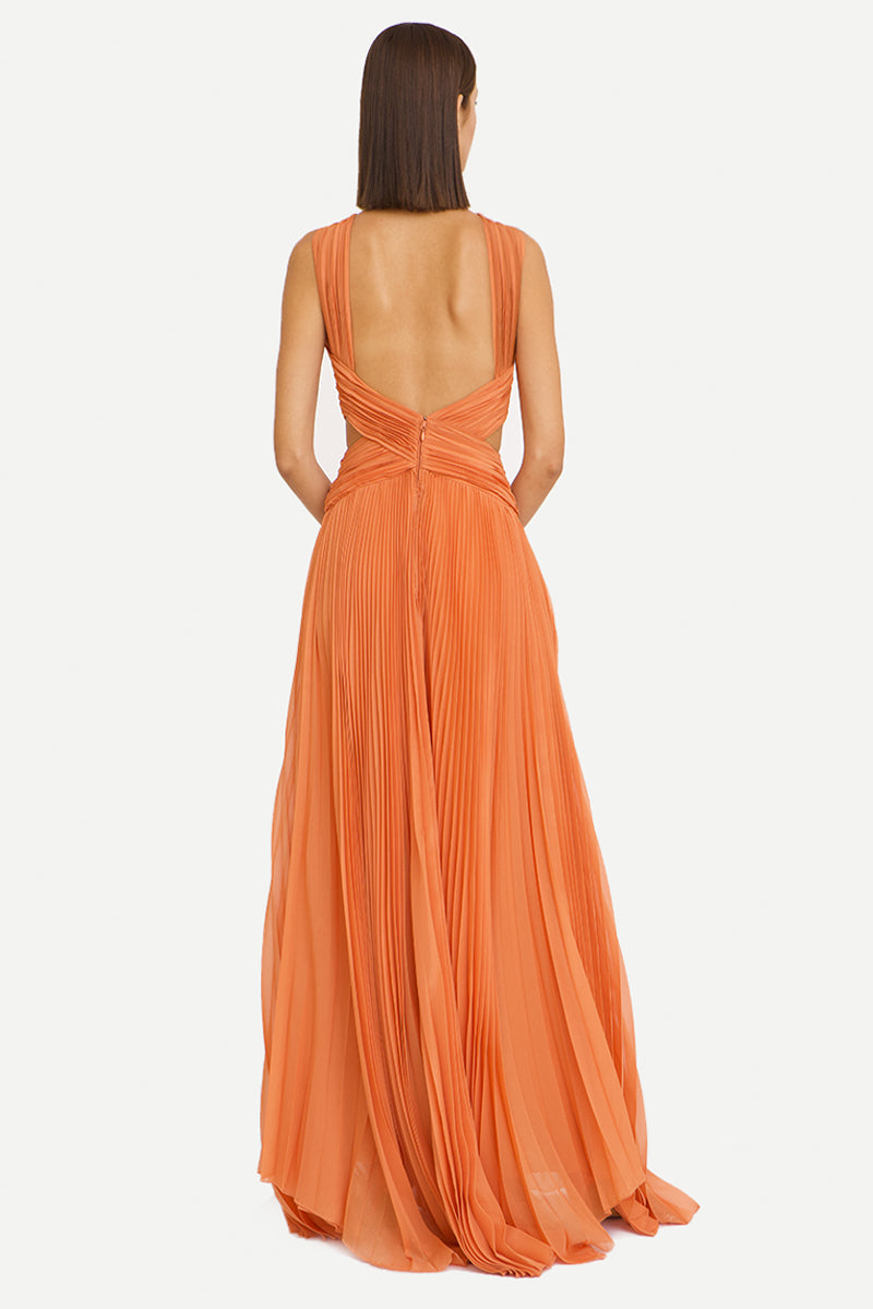 Arabella Chiffon Backless Maxi Dress Navy Blue 2