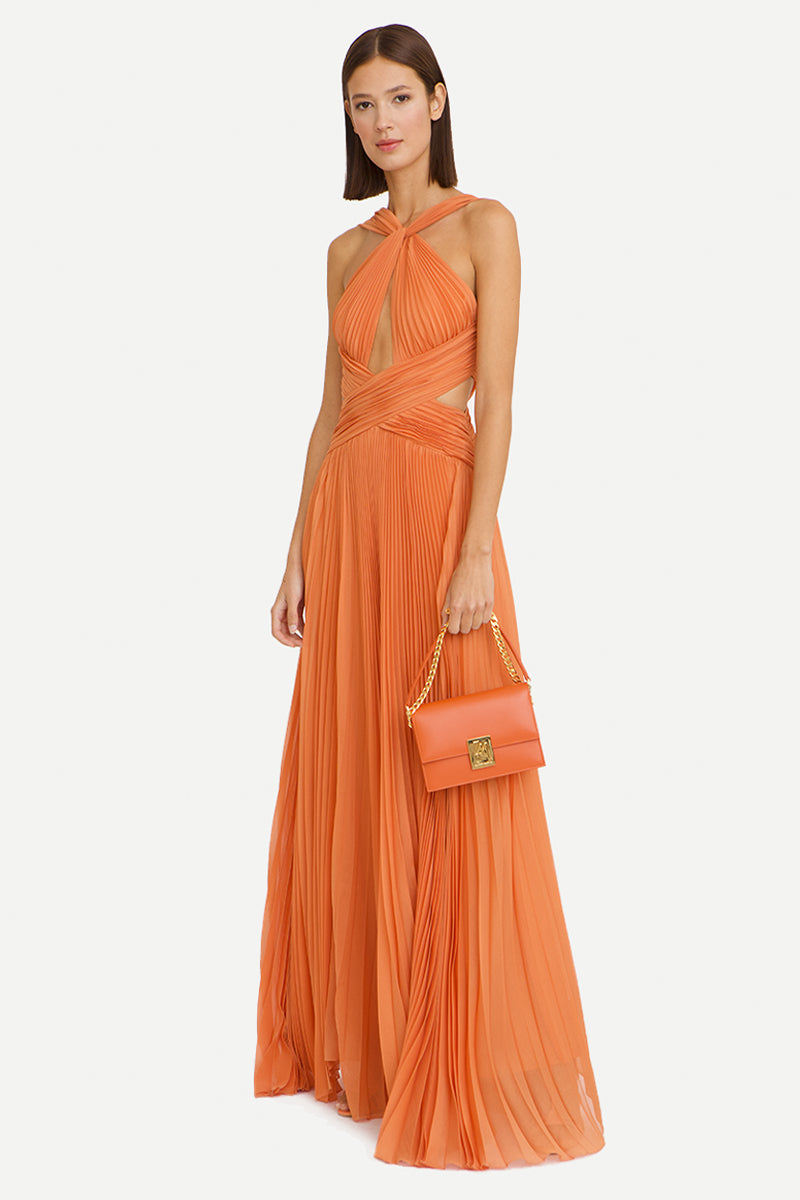 Arabella Chiffon Backless Maxi Dress Navy Blue 4