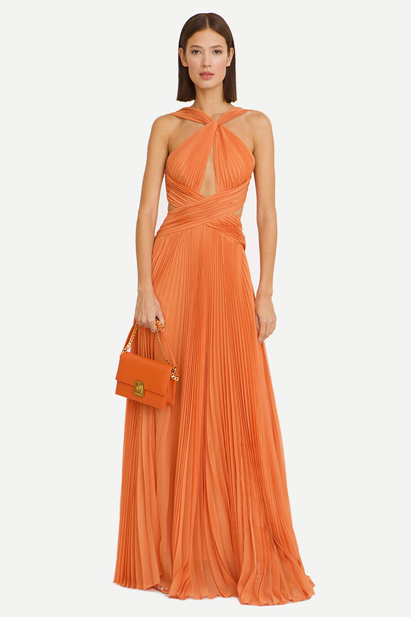 Arabella Chiffon Backless Maxi Dress Orange 1