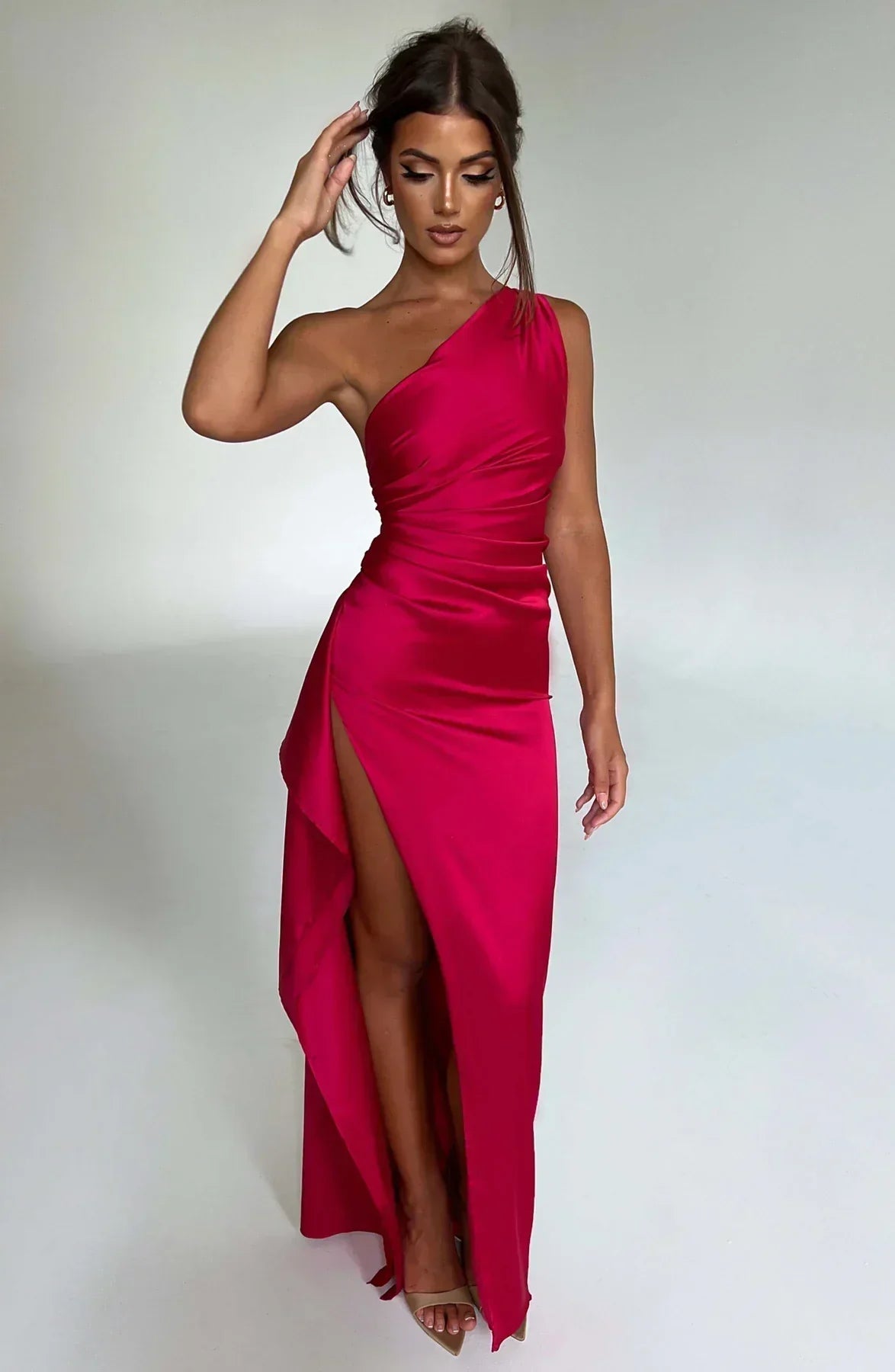 Adelaide Satin Slit Dress Multi 12