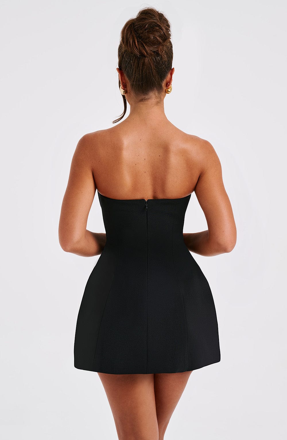 Asha Silk Mini Dress in Wine Black 3