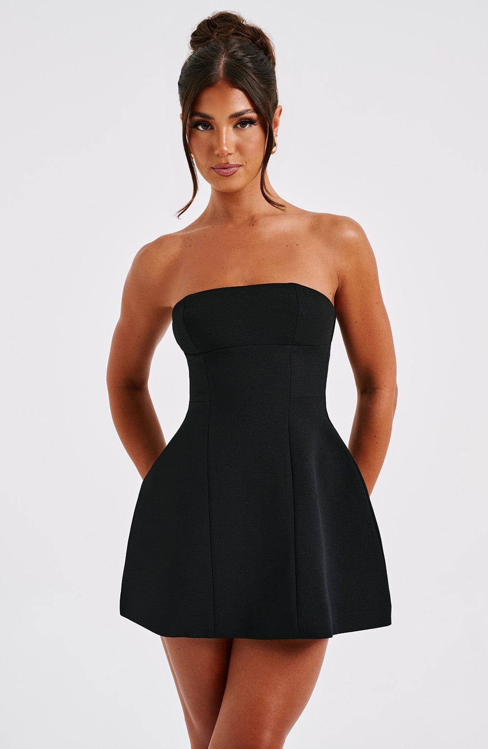Asha Silk Mini Dress in Wine Black 7