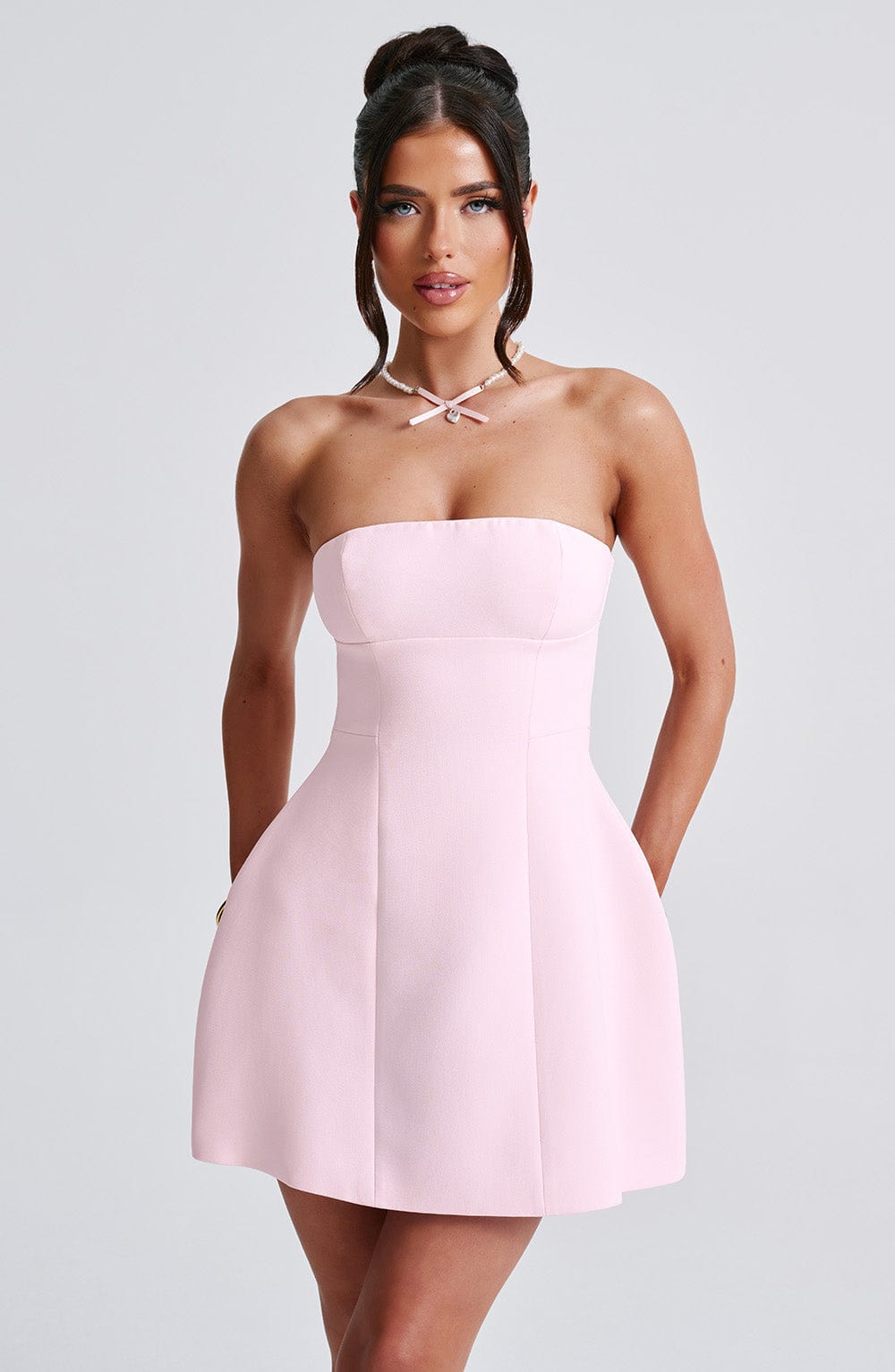 Asha Crepe Mini Dress in Black Black 32