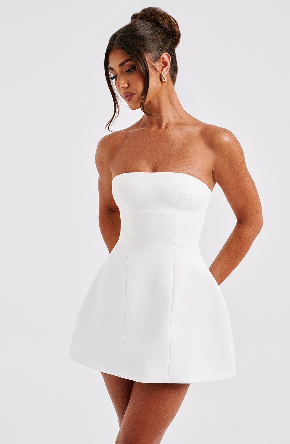 Asha Crepe Mini Dress in Black Black 15