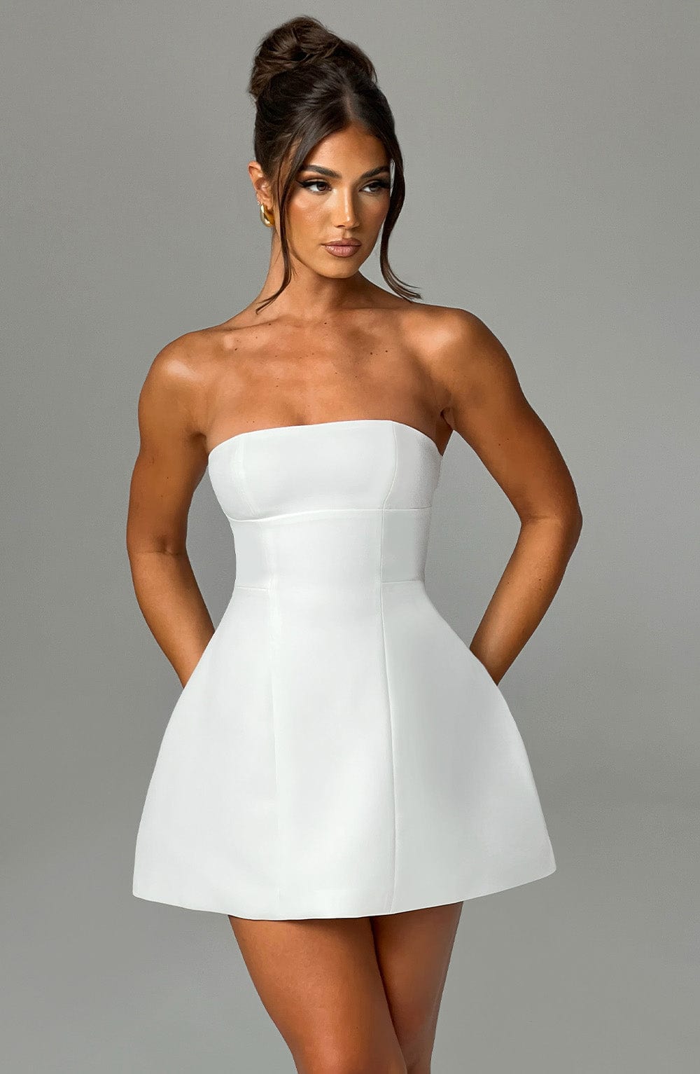 Asha Silk Mini Dress in Wine Ivory 3