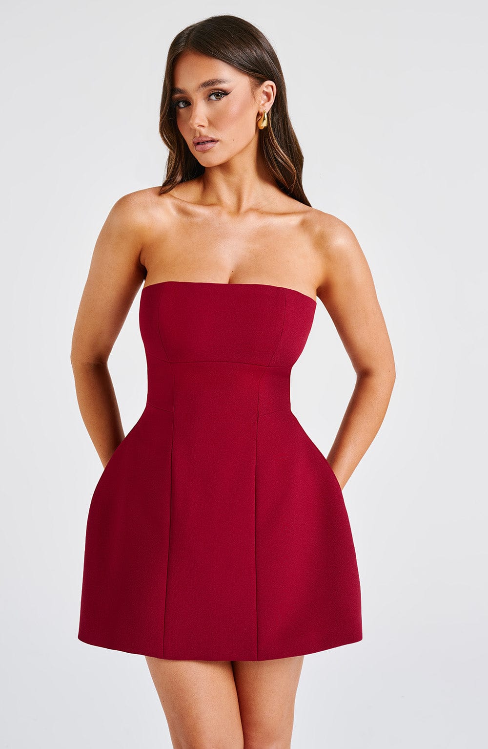 Asha Silk Mini Dress in Wine Wine 8