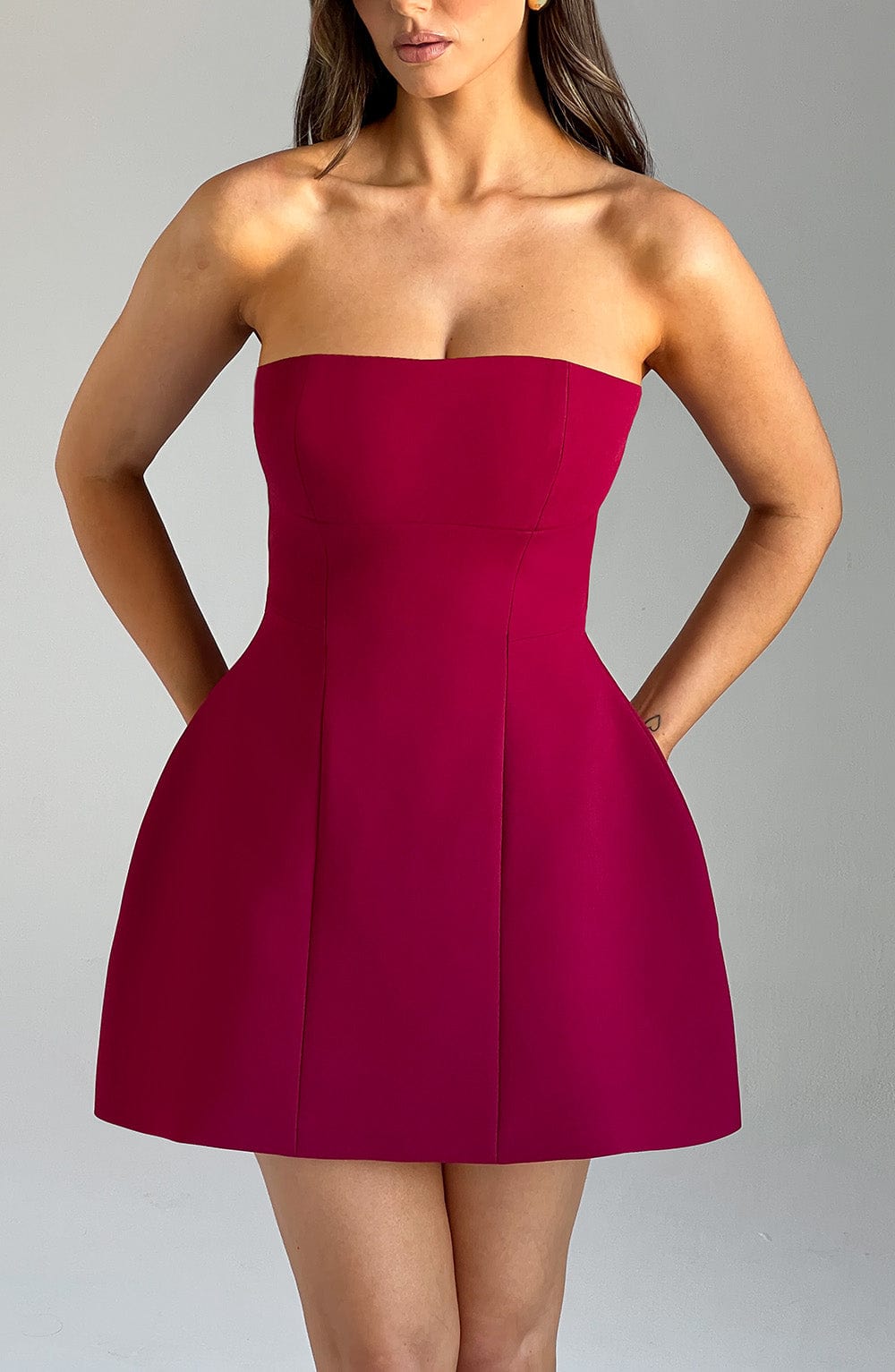 Asha Crepe Mini Dress in Black Black 22