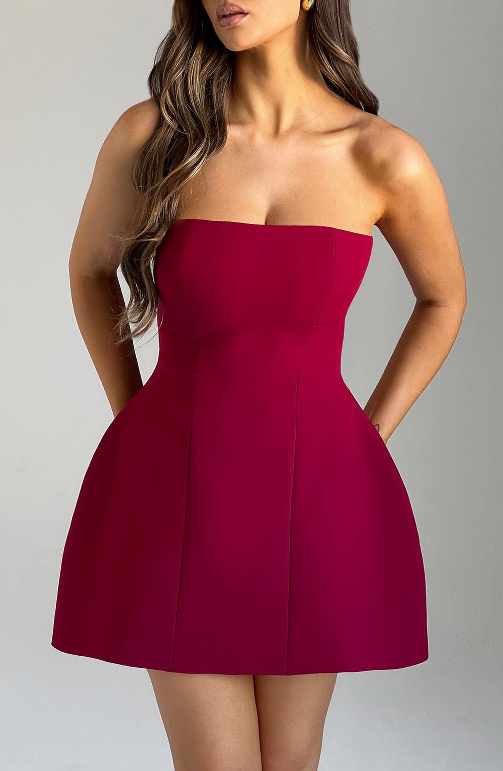 Asha Silk Mini Dress in Wine Wine 9