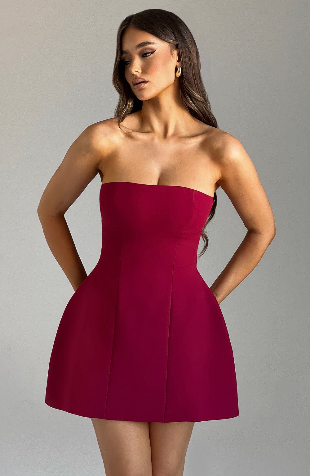 Asha Silk Mini Dress in Wine Wine 7