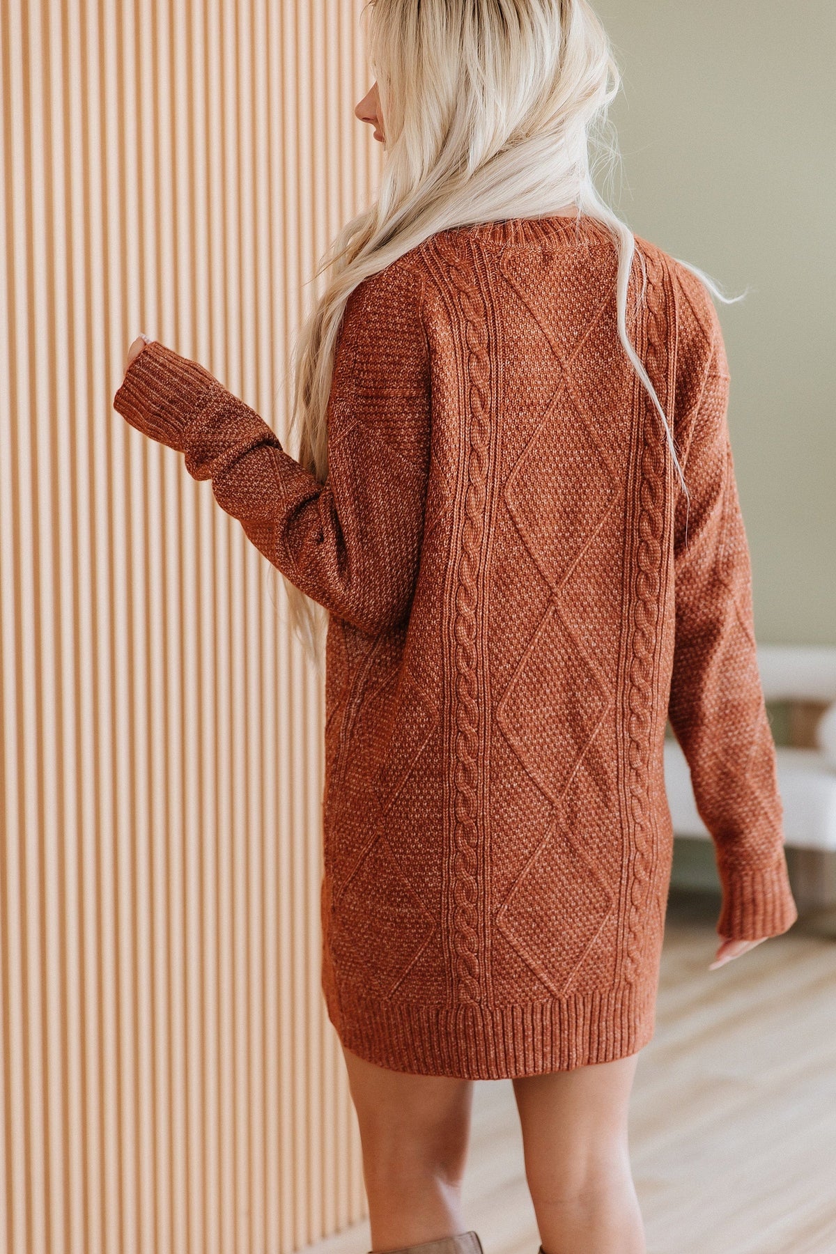 Ashley Cable Knit Midi Dress Parchment 10