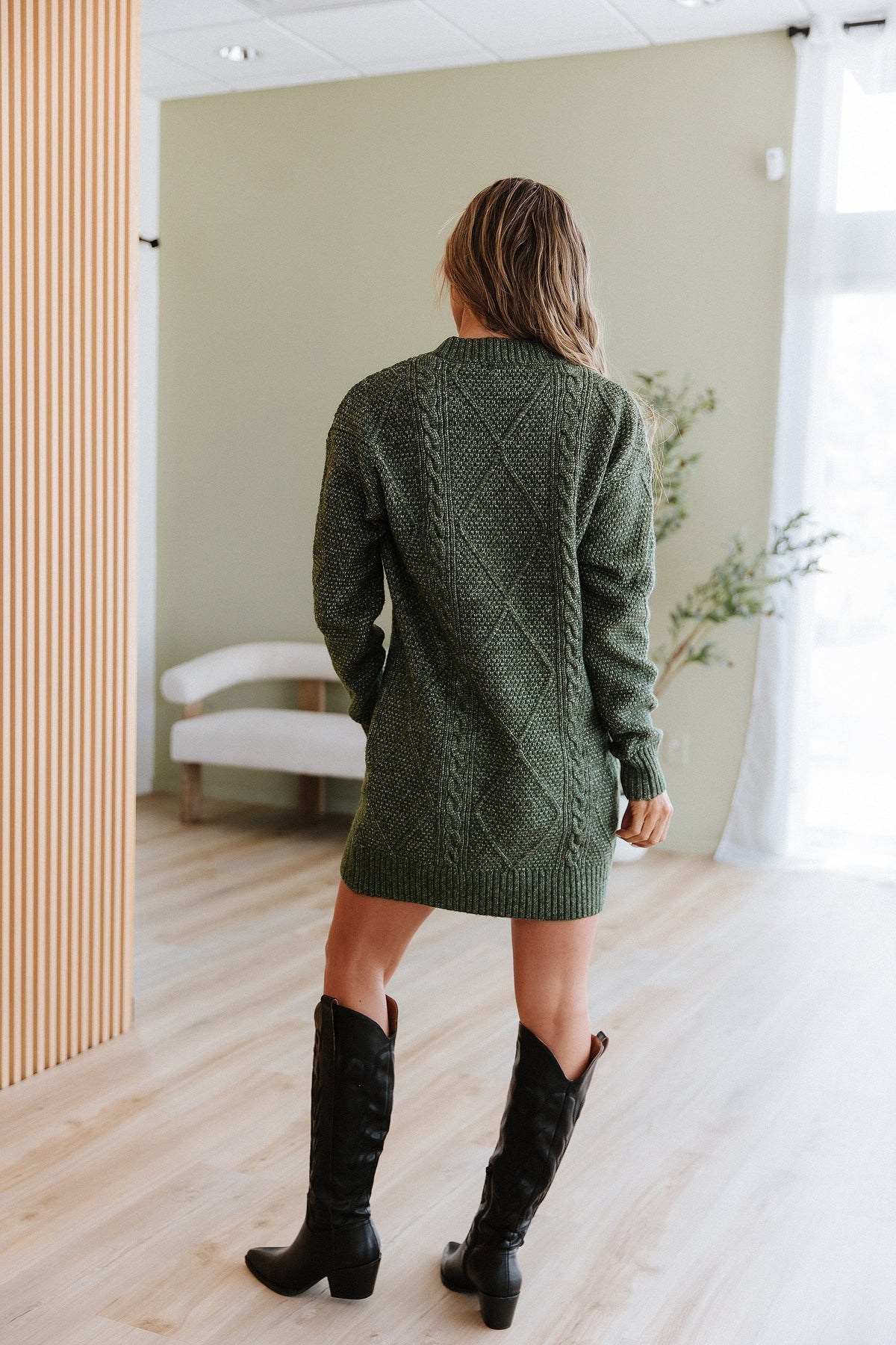 Ashley Cable Knit Midi Dress Parchment 8