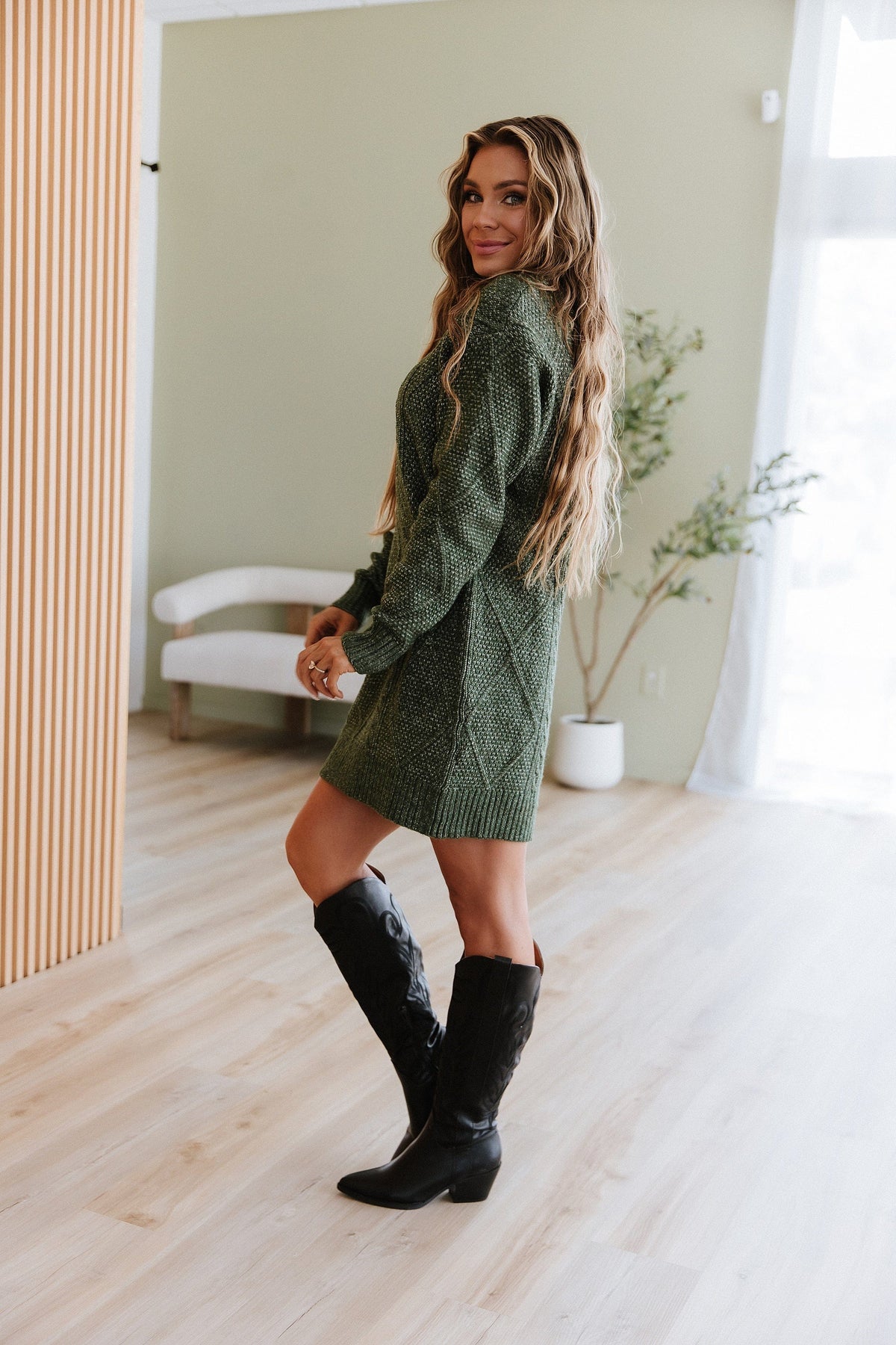 Ashley Cable Knit Midi Dress Coffee 7