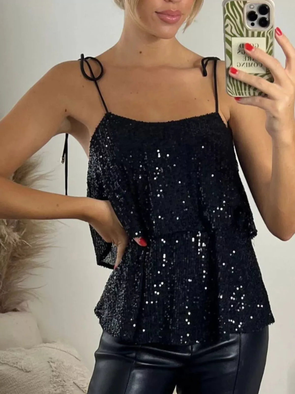 Lucia Sequin Cami Dress Black 5