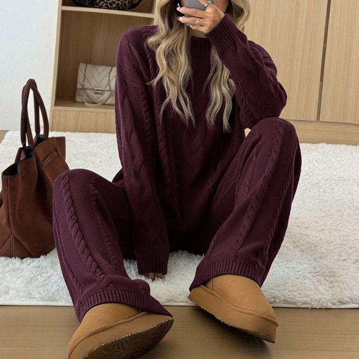 Margot Burgundy Knit Set Burgundy 1