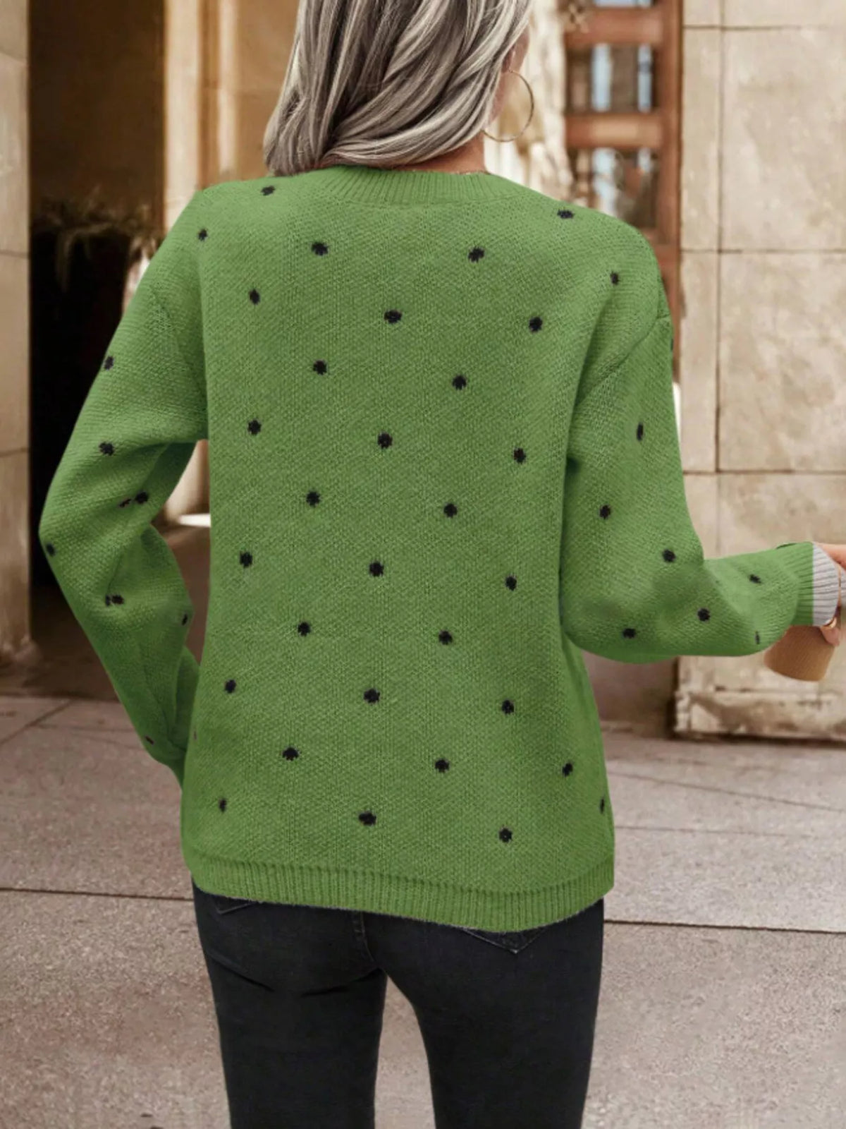 Violet Knit Sweater in Polka Dot Camel 9
