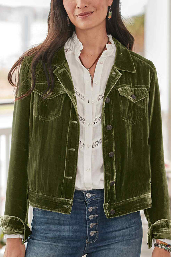 Margot Velvet Button-Up Jacket Pink 4