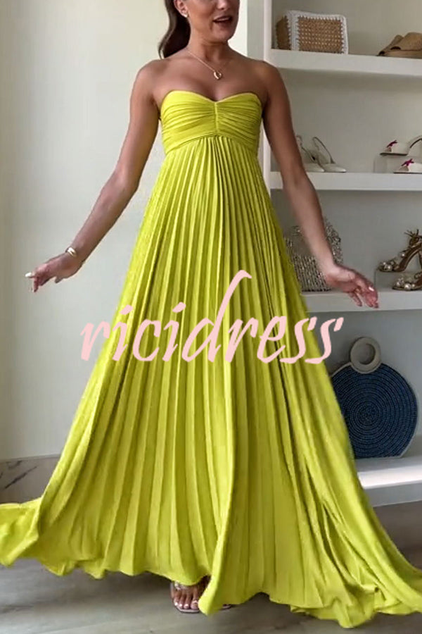 Arabella Pleated Off-Shoulder Maxi Dress Yellow 2