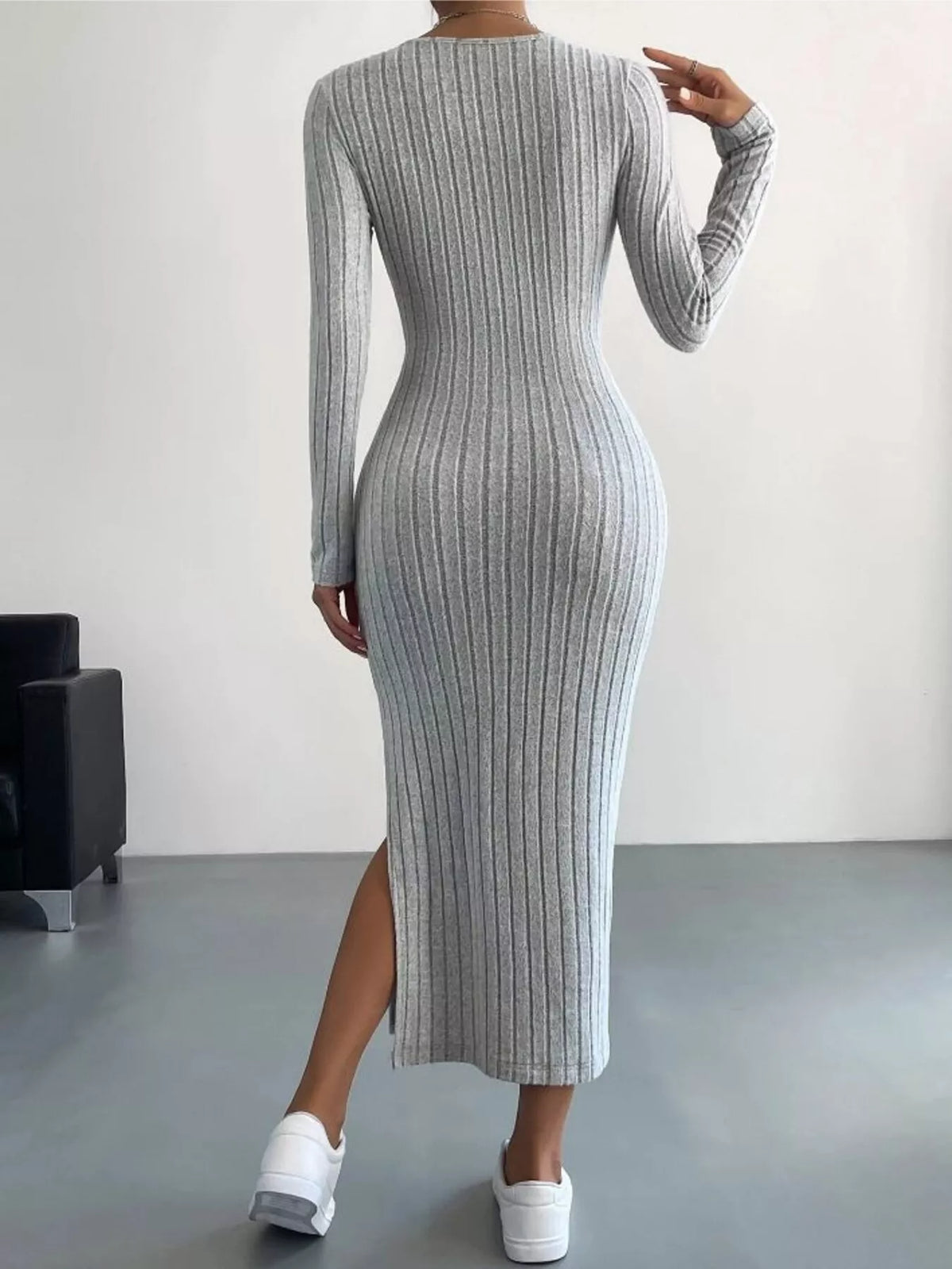 Marlowe Ribbed Knit Bodycon Midi Dress Army Green 7