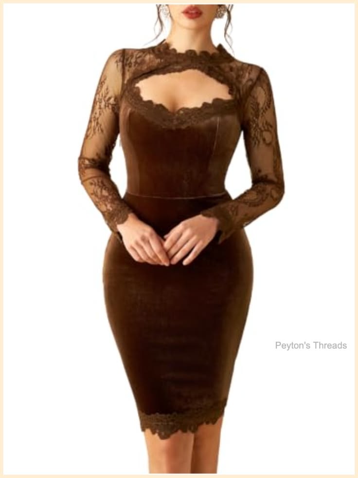 Margot Velvet Bodycon Dress Brown 1