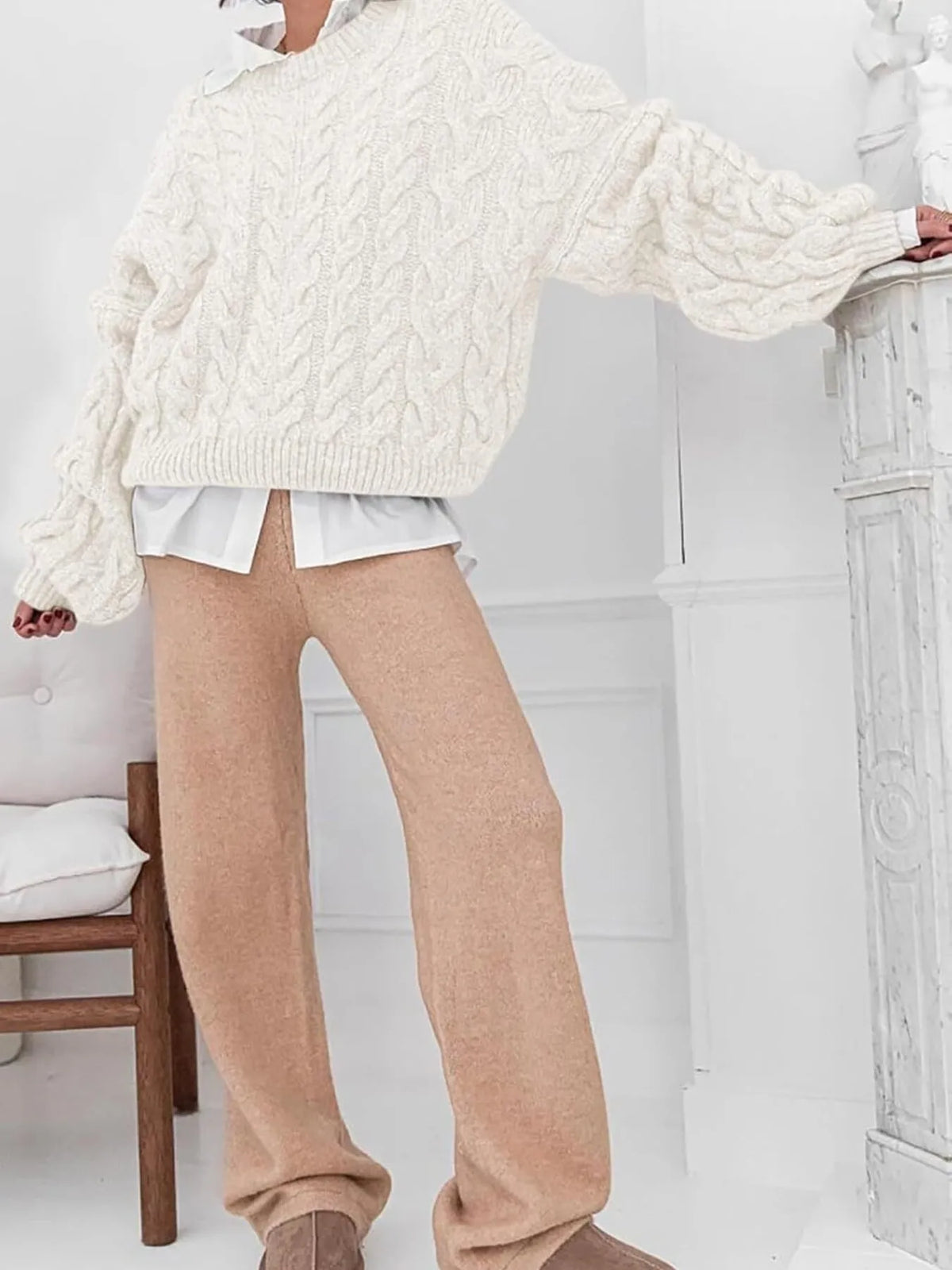 Margot Cable Knit Sweater in Pink Light Card 7