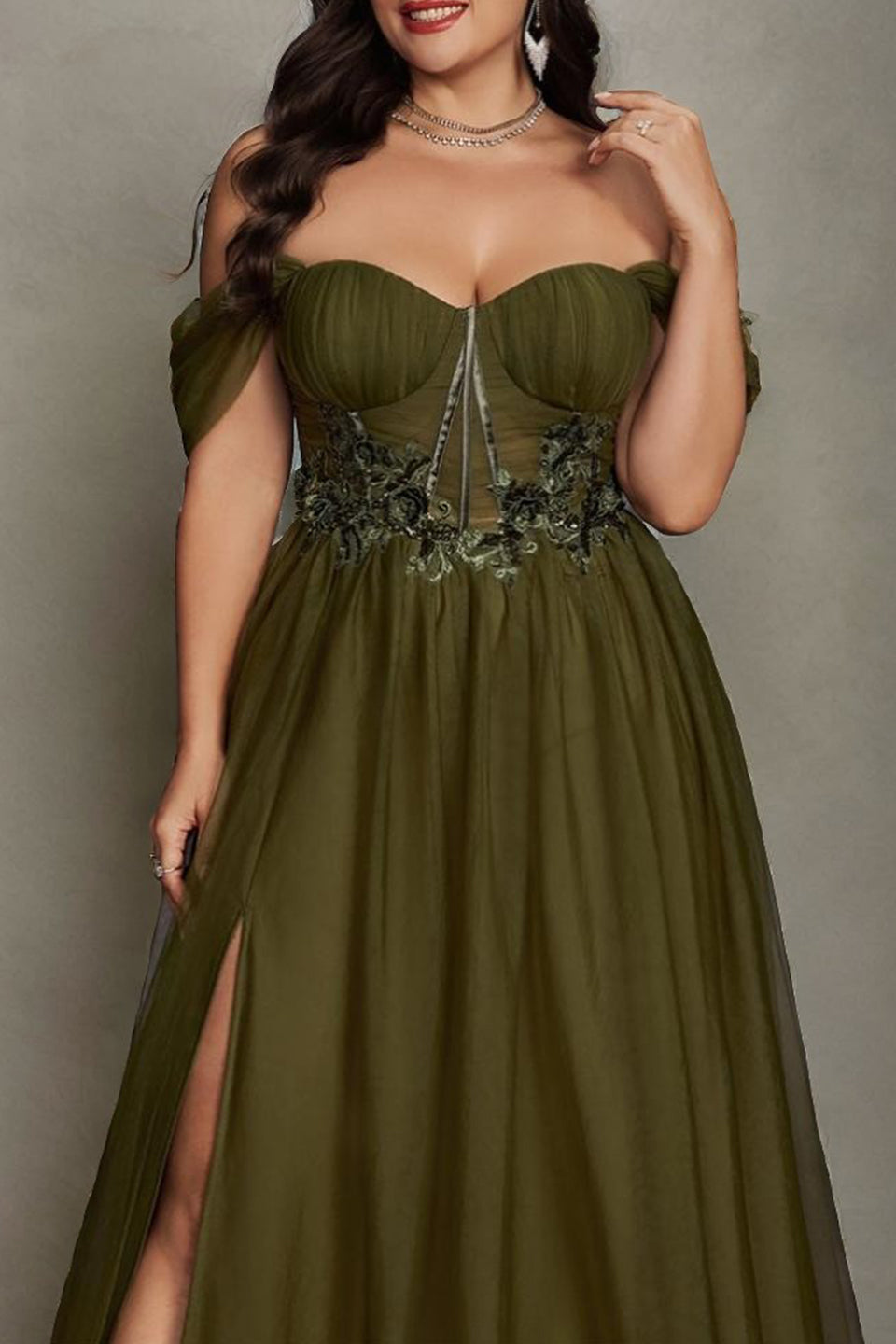 Valentina Off-Shoulder Maxi Dress in Sage Green 7