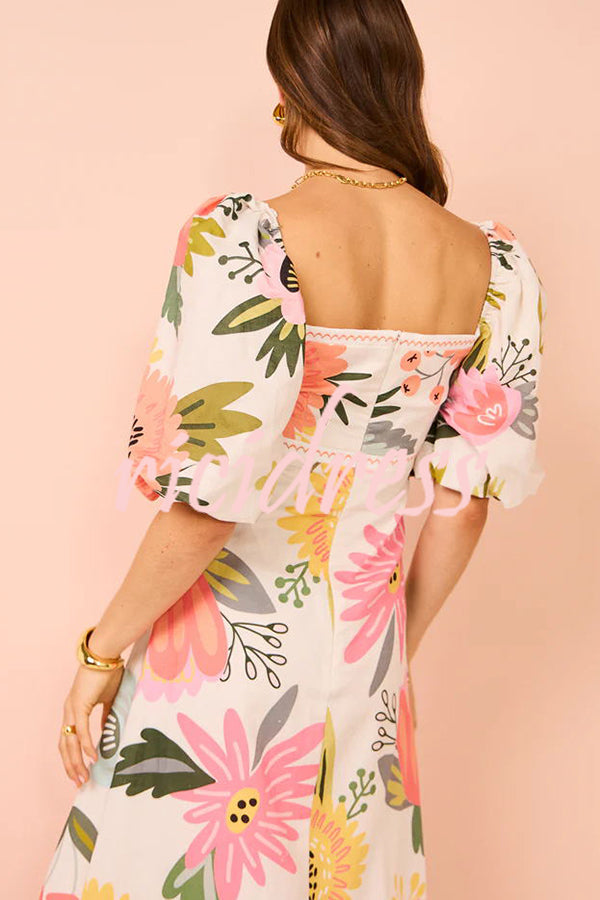 Margot Floral Maxi Dress White 5