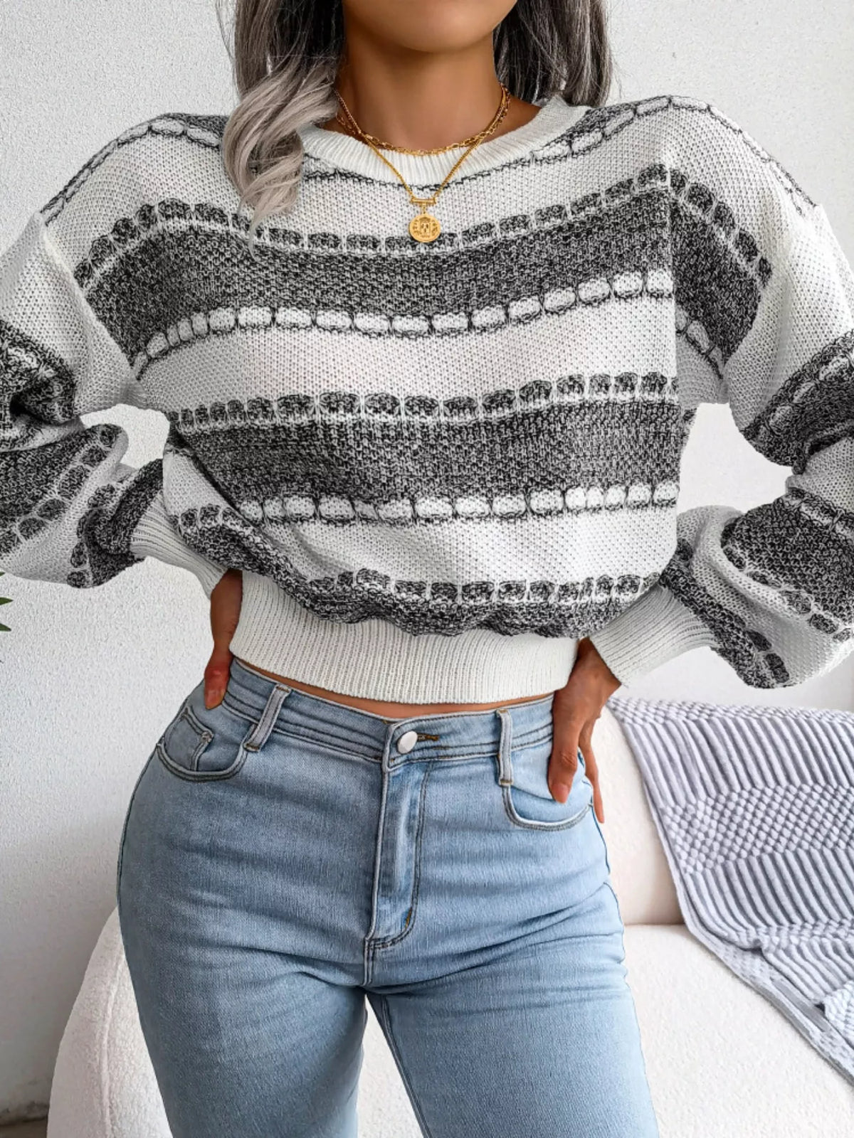 Rosalind Cropped Sweater Dark Gray 9